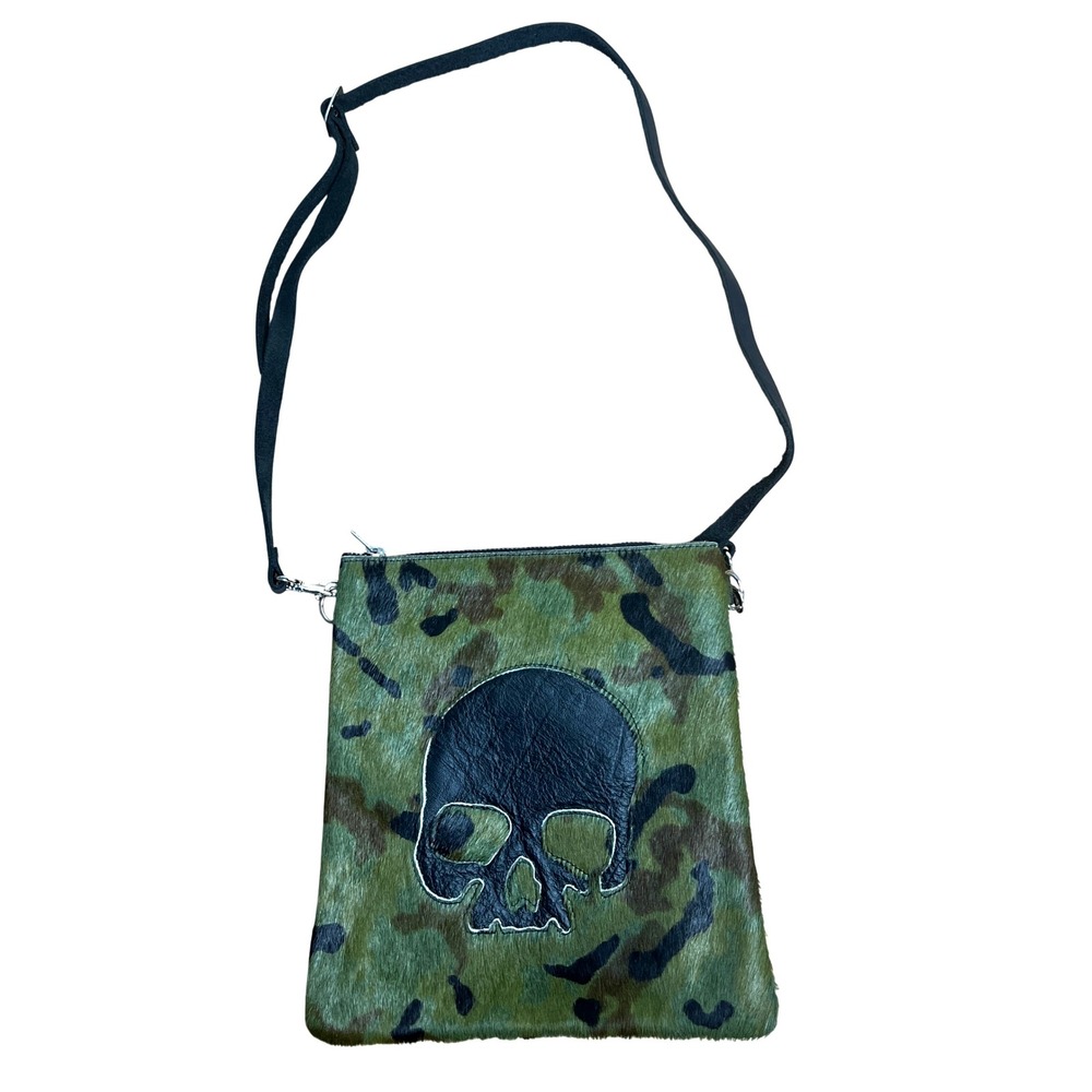 Leather Pony‎ Hair Camo Skull Grunge Crossbody Bag Boho Y2k 2000s
